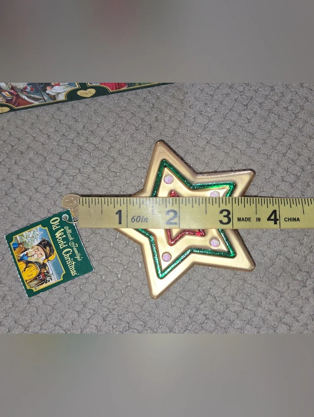 Old World Christmas Sugar Cookie Sweet Star glass ornament features a hand-paint